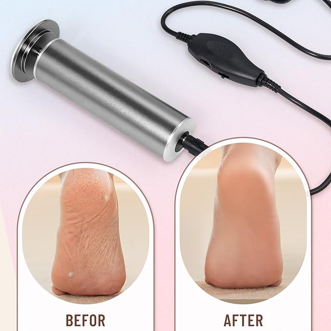 Dermawave Electric Foot File Callus Remover for Feet, Professional Electric Foot Sander Filer Grinder with 60 Sandpaper Discs for Men & Women, Pedicure Tool for Corn Dead Skin Cracked Heel
