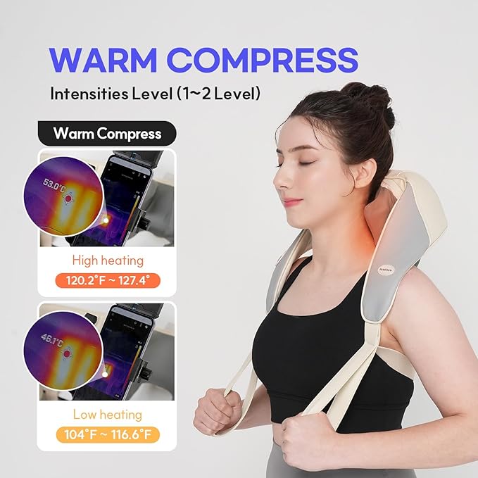 HuBDIC HubiCare Mini Neck Massager with Heat, Cordless Electric Massager for Neck and Shoulder, Upgarded 4D Deep Tissue Kneading, Deep Massage at Home for Pain Relief, Muscle Relaxation Gifts