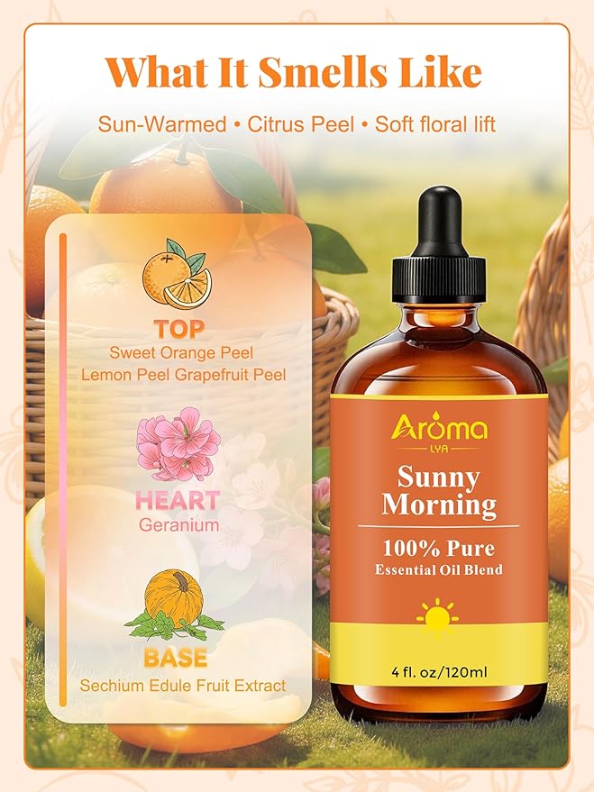 Sunny Morning — A 100% Pure Essential Oil Blend Citrus-Bright Blend that Makes Your Space Feel Like You Just Opened the Curtains, Essential Oils for Diffusers for Home
