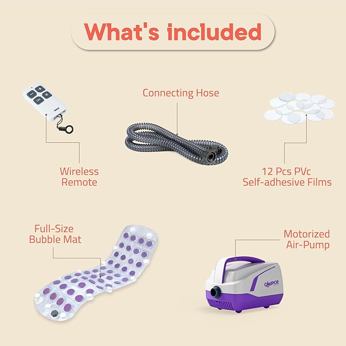 Bubble Bath Massager Mat for Bathtub, 47.24" x 14.57" Full-Body Heated Air Spa with 6-Level Adjustable Bubbles, Non-Slip Waterproof Design, Remote Control, for Stress, Muscle Relief & Relaxation,