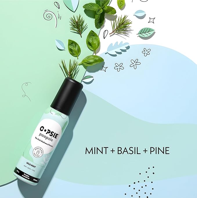 Oopsie Poopsie Toilet Spray – Before & After You Go Bathroom Odor Eliminator & Neutralizer Spray, Travel Size with Essential Oils, TSA Approved – Wild Mint 2 Pack – 2 Oz.