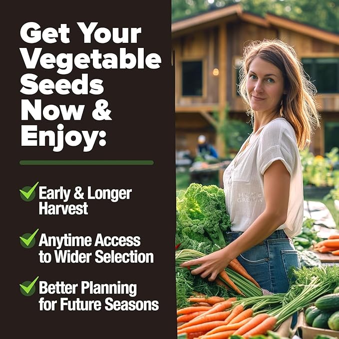 HOME GROWN 10 Variety Survival Seed Vault 2000+ USA Grown Heirloom Non-GMO Vegetable Seeds for Planting, High Germination, Garden Starter Kit, Emergency Food Supply, Indoor Outdoor