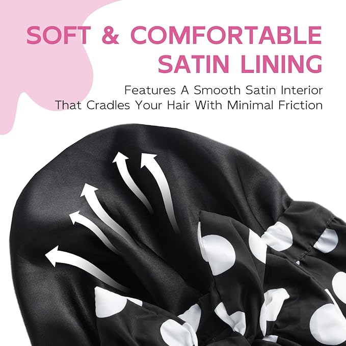 Years Calm Extra Large Shower Cap for Long Thick Hair – Waterproof Double Layer Bath Cap with Satin Lining, Secure Elastic Fit for Braids, Curls & Extensions
