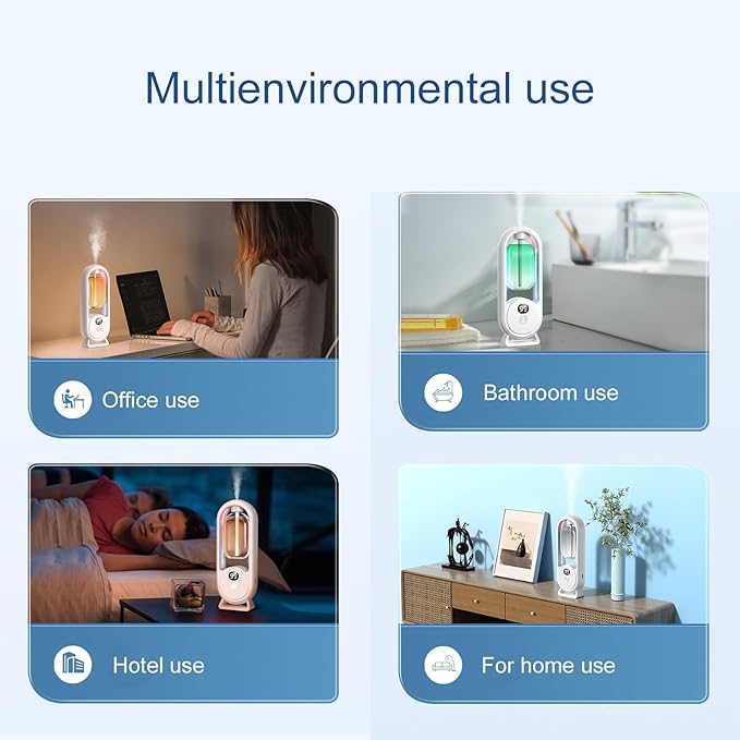 Wall Mounted Essential Oil Diffuser, 5 Modes Dual Display Colourful Night Light Rechargeable Ultrasonic Atomization Aromatherapy Humidifier, Air Freshener for Home Large Room Bath
