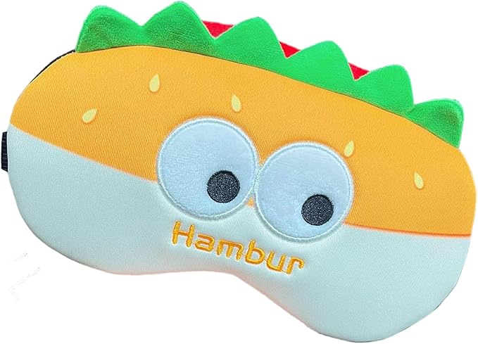 PERFECTSIGHT Sleep Eye Masks, Cute Sleep Eye Cover Lightweight Adjustable Eyeshade Mask Cover for Women Men Sleep Travel Nap, Burger