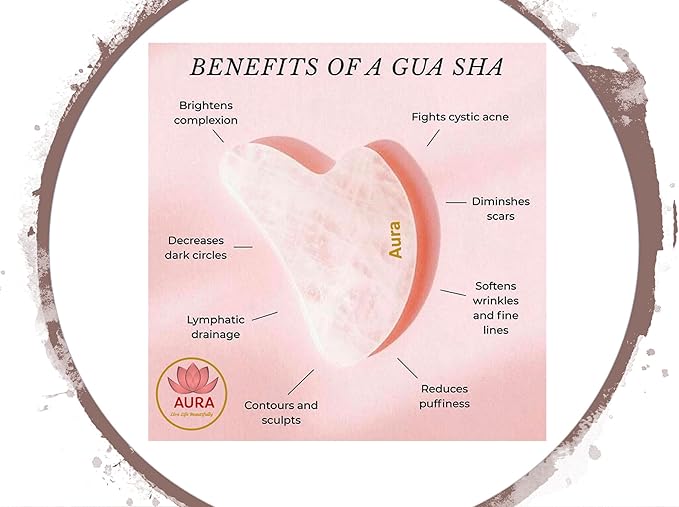 Premium Certified Luxury 100% Authentic Rose Quartz Pink Roller & Gua Sha Set for Anti-Aging Skin Care, Muscle Relaxation, Fine Line Reduction, and Eye Puffiness Relief