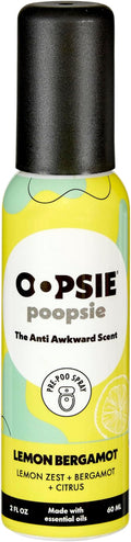 Oopsie Poopsie Toilet Spray, Travel Essentials, Each Up to 300 Uses, On-The-Go Bathroom Odor Deodorizer with Essential Oils, TSA Approved Size Lemon Bergamot 1 Pack, 2 Fl Oz