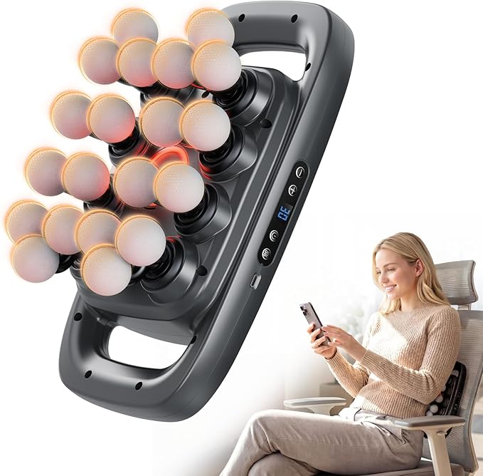 HOTU 20 Head Massage Gun Deep Tissue, Muscle Back Massager with 3 Modes & 30 Intensities, Portable Quiet Multi Mini Head Massager Gun for Hips/Legs/Waist/Shoulders/Foot Body Muscle Pain Relief