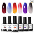 modelones Color Changing Gel Nail Polish Set, 6 Colors Temperature Changing Mood Red Black Blue Glitter Gel Polish Colors Collection Soak Off Holiday Salon DIY at Home