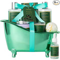 Home Spa Gift Basket - Eucalyptus- Luxurious 9pc Bath & Body Set For Men & Women, Contains Shower Gel, Shampoo, Scents Lotion, Body Oil, Bath Salt, flowers Bath Bomb, Spa Basket