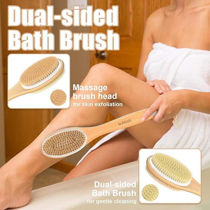 Back Scrubber for Shower,Bath Brush with Long Handle,Bath Brush Body Exfoliator for Wet or Dry Brushing,Men and Women (2 Pack)