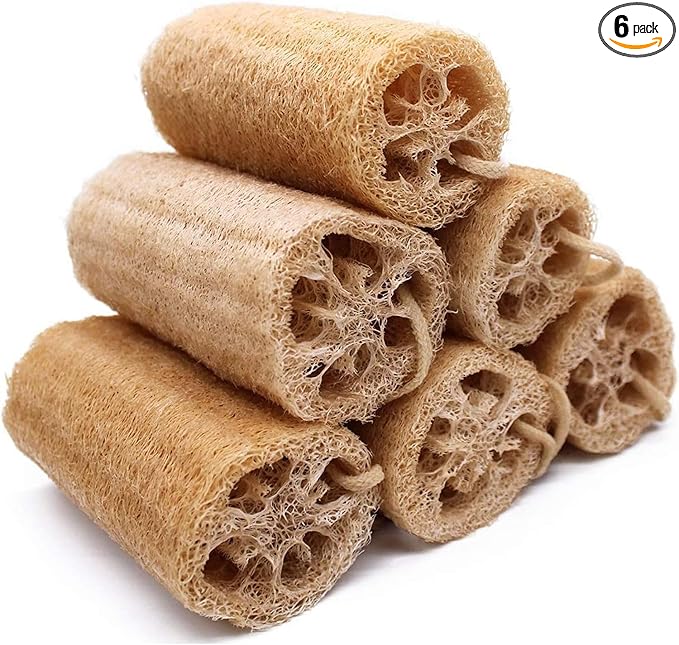 Natural Loofah Sponge, METLUCK 6 Pack Organic Real Loofah Exfoliating Body Scrubber Luffa Sponge Natural Loofah Bulk for Men Women in Bath Shower Deep Clean