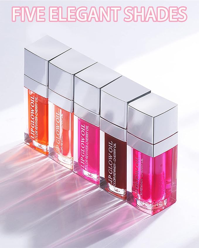 Plumping Lip Glow Oil,Hydrating Tinted Lip Oil Gloss,Transparent Toot Lip Oil Lipgloss,Long Lasting Moisturizing Glow Reviver Lip Care Oil,Lip Tint Stain Lipstain,Christmas Gift for Women(#015 Cherry)