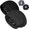 Satin Bonnet for Sleeping Night Cap, Adjustable Satin Lined Silk Bonnets Sleep Cap for Curly Hair Braids Beanie Black Women