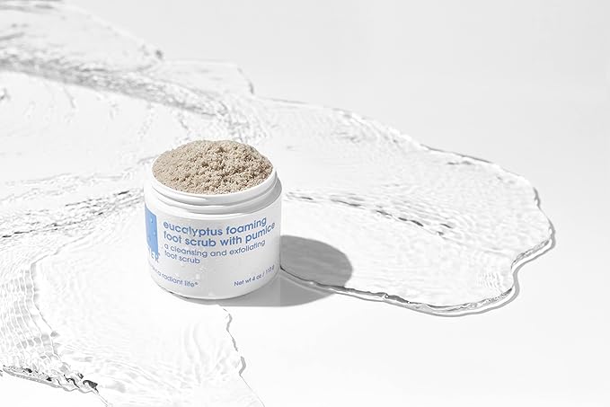 LATHER Eucalyptus Foaming Foot Scrub with Pumice Stone (8 oz) Cleansing & Exfoliating Scrub - Lavender & Citrus - Cracked Heels - Pedicure Tools - Foot Cream - Vegan & Cruelty Free - Beauty, Skin Care