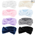 8 Pack Spa Headband for Washing Face Stocking Stuffers Skincare Headbands Bulk for Women Girls Soft Coral Fleece Hairband Cute Bow Headbands for Washing Face Makeup
