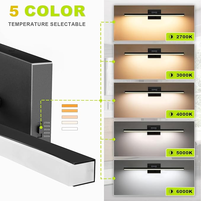 IZORRO Modern Bathroom Vanity Light 40 inch, Rotatable, 32W Dimmable Led Bathroom Light Fixture Over Mirror, Black Vanity Light Bar (5 Color Temperature)