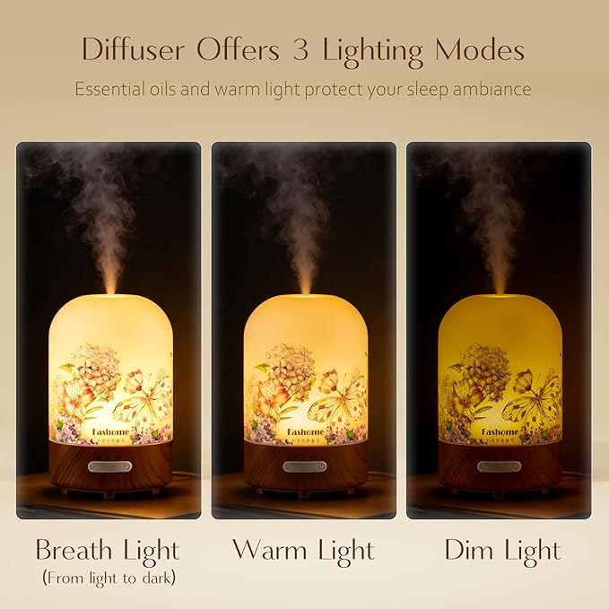 Essential Oil Diffuser for Home, Ultrasonic Cool Mist Air Aromatherapy Humidifier, Mini Scent Air Machine Portable Diffuser with Changing Lights & Auto Shut-Off for Home Bedroom Office Yoga(<25dB)