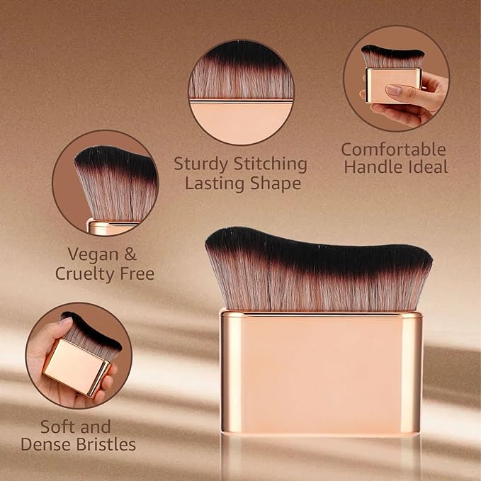 Professional Kabuki Foundation Brush - Self Tanning Blend Brush, Makeup Brush Streak-Free Application Multi-Use for Foundation Self Tanner Sunscreen Body Lotion (Rose Gold (Self Tanner Brush))