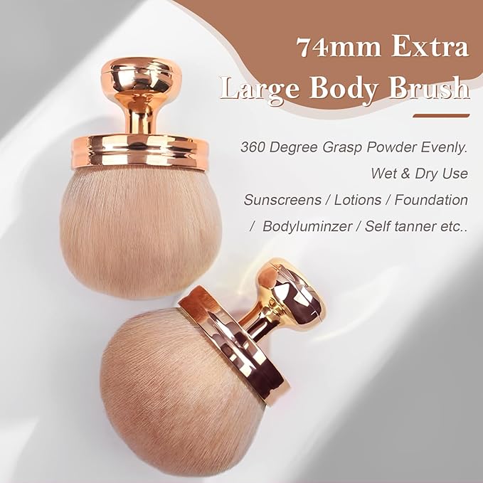 2 Pack additional Large Body Makeup Brush for individual Tanner, 3 Inch Wide individual Tanning Blend Brush - Soft Synthetic Hair for Powder, Foundation, Blusher, Bronzer (with Bonus Pouch)