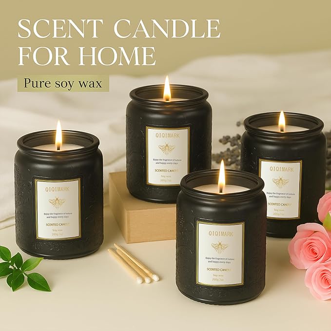 Scented Candles Set - 6 Pack Candles for Men Home Scented, 42 oz Soy Wax, 300 Hour Long Lasting Candle, Soy Candle Gifts Set for Men, Birthday, Valentine, Christmas, Anniversary Present