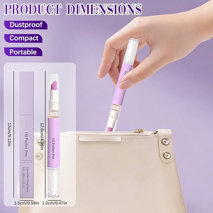 2Pcs 2-in-1 Cuticle Oil Pusher Pen,2026 New Ceramic Cuticle Pusher & Oil Pen,Cuticle Oil Nail Care Pen - Gentle Cuticle Remover for Dry & Damaged Nails,Hangnails,Moisturize Strengthen Brighten