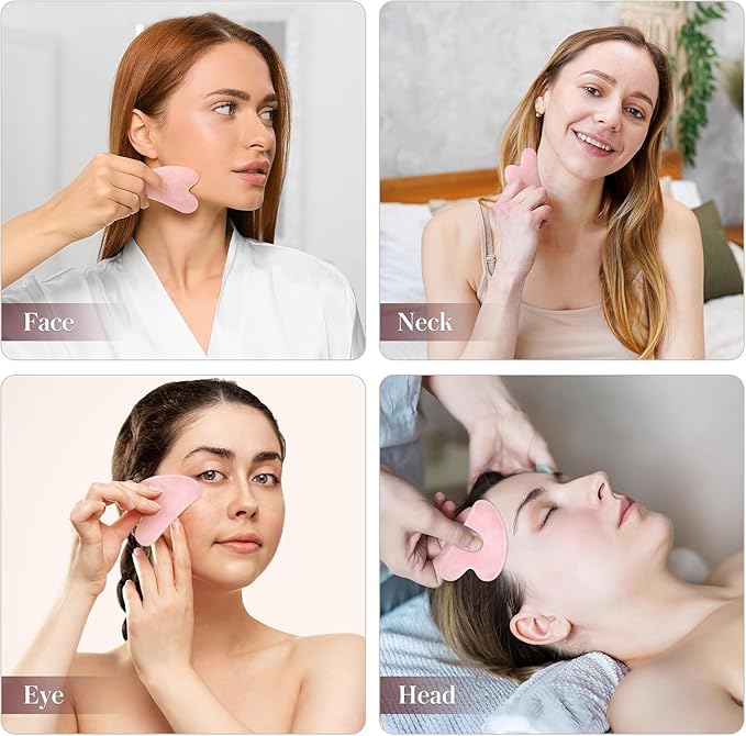 Gua Sha Facial Tools,Gua Sha Jade Stone Gua Sha Massage Tool, Guasha Tool for Face and Body Skin Massage. Tools for SPA Acupuncture,for Body Face Neck and Eye (1Pcs-Green)