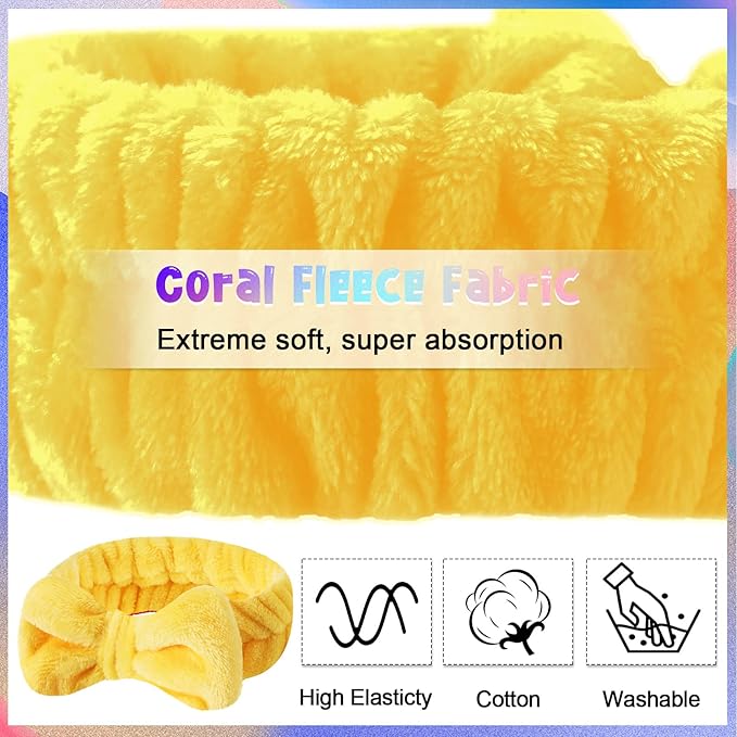 Jutom 74 Pcs Spa Headband Set 37 Styles Coral Fleece Terry Cloth Facial Hair Wrap Cosmetic Headband for Makeup, Soft Skincare & Washing Face Bow Hairbands for Women