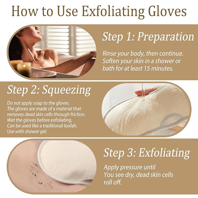Body Scrub Gloves Korean Scrub mitt Exfoliating Gloves for Shower with Thumb Holes Korean Body Scrubber Dead Skin Remover for Dead Skin Removal Self-Tan Prep