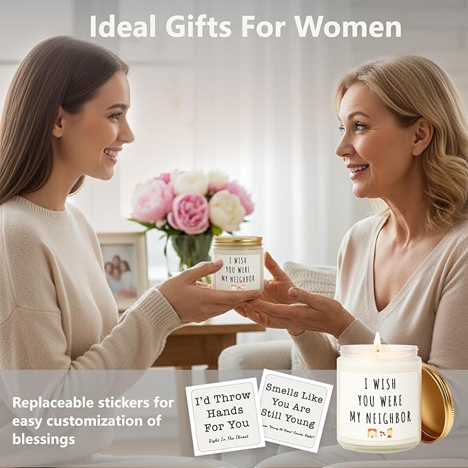 Candles Gifts for Women, Birthday Gifts for Women, Unique Friendship House Warming Gift for Womens, Best Friend, Sister, Bestie, Funny Lavender Scented Candle with Replaceable Stickers