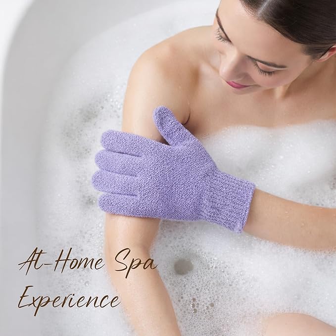 4 Pairs Exfoliating Gloves for Shower, Shower Gloves, Body Scrubber, Korean Exfoliating Mitt Body Scrubber, Microfiber Bath Gloves, Exfoliate Sponge Loofah Wash, Shower Scrubber