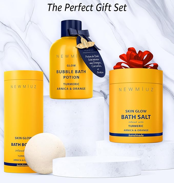 Nutritious Bubble Bath Long Lasting Foam Turmeric Orange Arnica Essential Oil Skin Healing Moisturizing Relaxing Stress Relief Spa Gift for Women