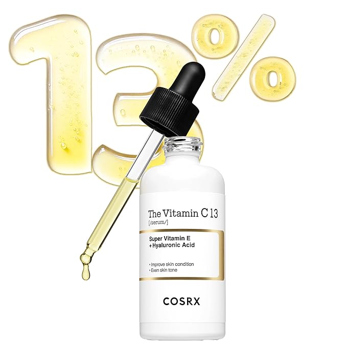 COSRX Pure Vitamin C 13% Serum (Renewal) with Vitamin E & Hyaluronic Acid, Korean Vitamin C Serum, Hydrating Facial Serum for Uneven Skin Tone, Dull Skin, 0.67 oz, Korean Skin Care, Mothers Day Gifts
