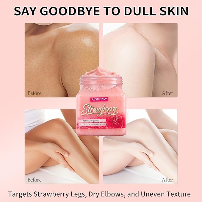 strawberry Body Scrub &Avocado Face & Body ScrubMoisturizing and Exfoliating Body, Face, Hand, Foot Scrub,Deep Cleansing 350ml (280g, strawberry)