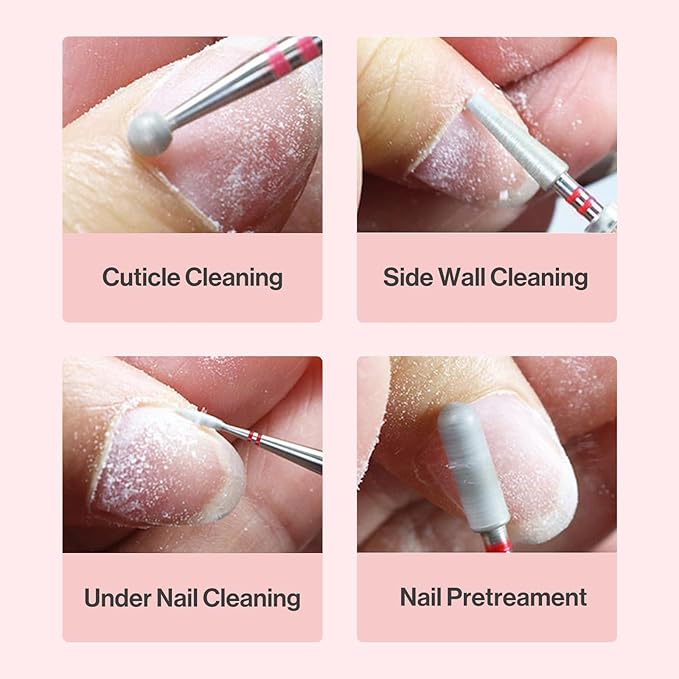 MelodySusie 4mm Ball Shape Cuticle Clean Nail Drill Bit 3/32'', Professional Safety Carbide Diamond Under Nail Cleaner for Cuticle Dead Skin Nail Prepare, Beginners Bits, Series Bit-S, Medium