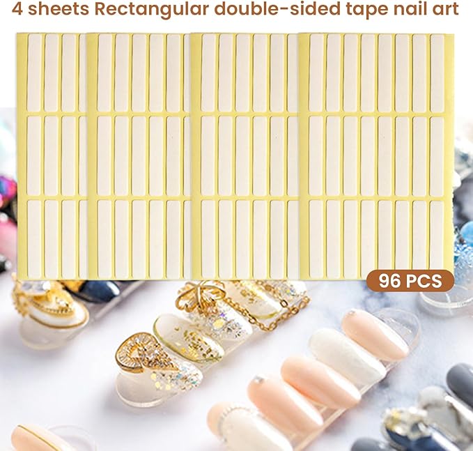 1696 Double Sided Tape for Press On Nails Stand holder Sticky Tabs Nail Art Accessories Nail Display Tape Clear False Tip Adhesive Tape for Practice Design DIY Home Salon