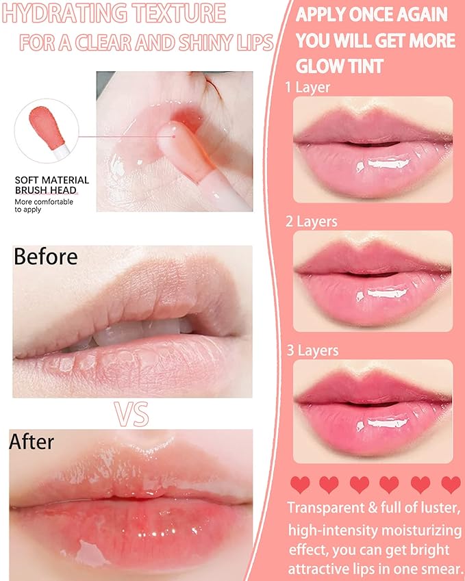 Plumping Lip Glow Oil,Hydrating Tinted Lip Oil Gloss,Glow Reviver Lip Oil,Long Lasting Moisturizing Clear Lip Plumper Oil Tint for Lip Care Dry Lip,Christmas Makeup Gift for Women (#012 Rosewood)