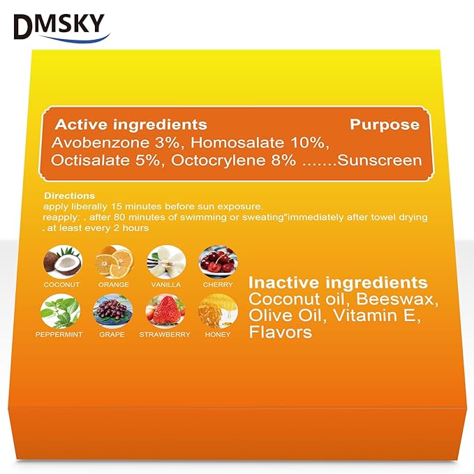 DMSKY SPF 30 Lip Balm 64 Pack, Moisturizing Lip Sunscreen with Vitamin E & Coconut Oil, Clear No White Cast Sunscreen Lip Balm Travel Size- Beach Essentials
