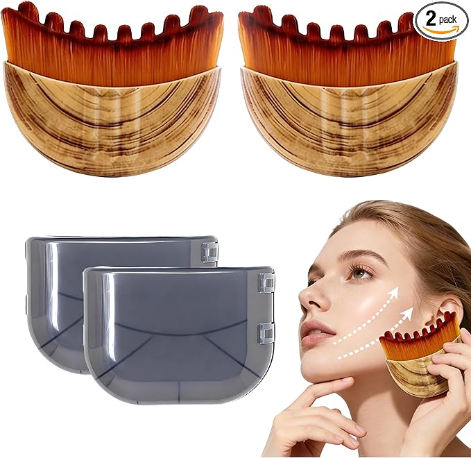 Lymphatic Contour Face Brush(2-PCS),Super Soft Manual Lymphatic Drainage Massager for Sculpting, Relieve Fatigue & Reduce Puffiness, with Portable Case Suitable for Facial Cleansing and Massage