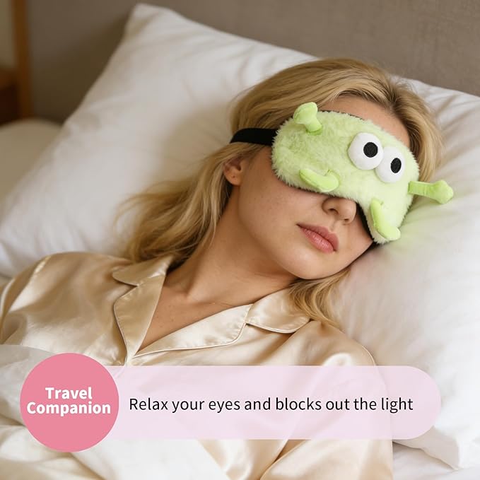PERFECTSIGHT Sleep Eye Masks, Cute Sleep Eye Cover Lightweight Adjustable Eyeshade Mask Cover for Women Men Sleep Travel Nap, Big Eye