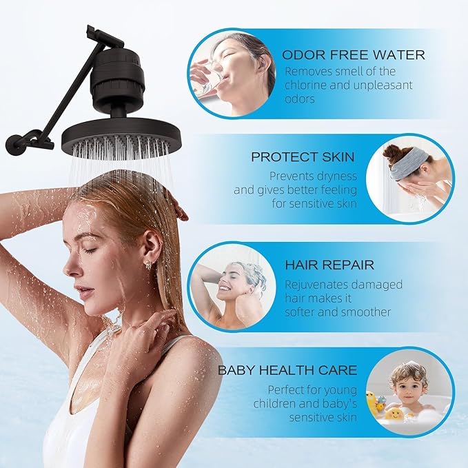Yodel Shower Water Filter Oil Rubbed Bronze - Shower Head Filter for Hard Water - Water Softener to Remove Chlorine and Fluoride,Improve Hair and Skin Condition