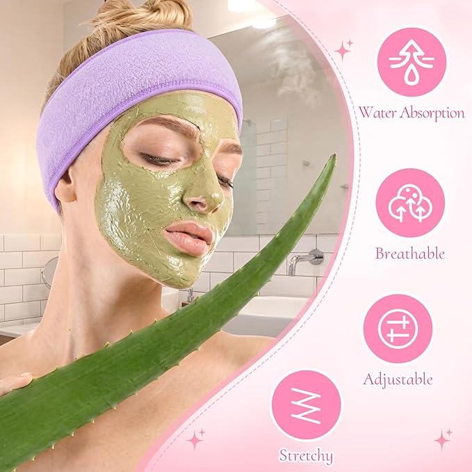 Tigeen 80 Pcs Spa Headband Facial Headbands Bulk Adjustable Hair Wraps for Women Girls Adult Skincare Makeup Shower Washing Face (Multiple Colors)