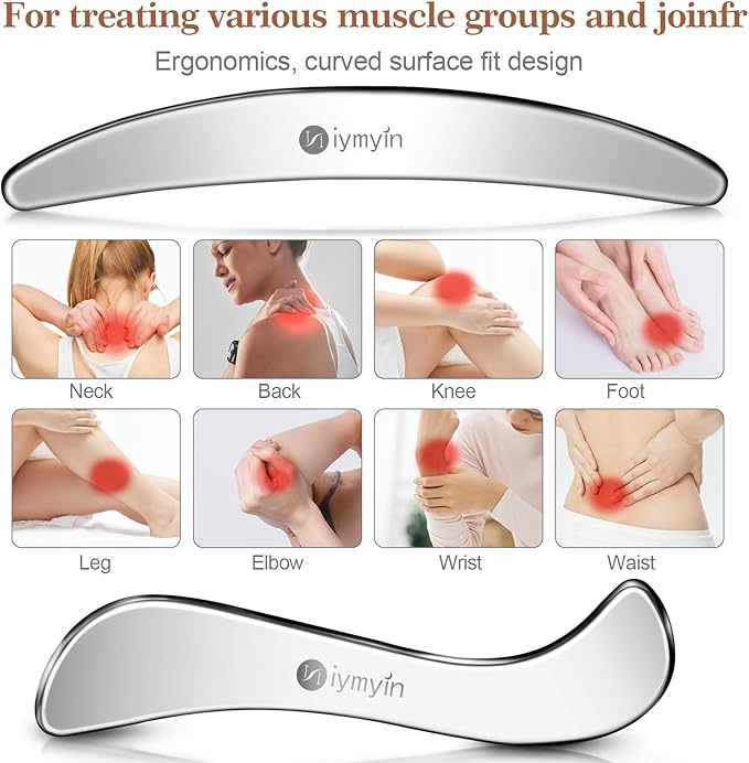 6-in-1 Stainless Steel Muscle & Fascia Scraper Tool Set, for Body Skin Massage and Sore Muscles, Myofascial, Iastm Tools, Soft Tissue Mobilization Tools, Full Body Gua Sha Kit, Gift-for Her