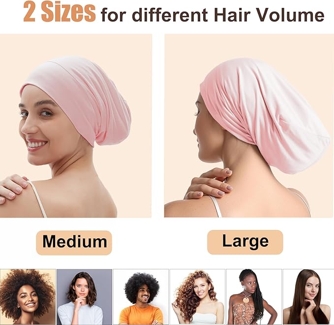 Satin Bonnet for Sleeping Night Cap, Adjustable Satin Lined Silk Bonnets Sleep Cap for Curly Hair Braids Beanie Black Women