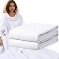 Fanfanwin 58"x70" Sauna Blanket Insert Towel Cotton Waffle Soft Reusable Infrared Sauna Blanket Comfortable Machine Washable Absorbent Accessories(White)
