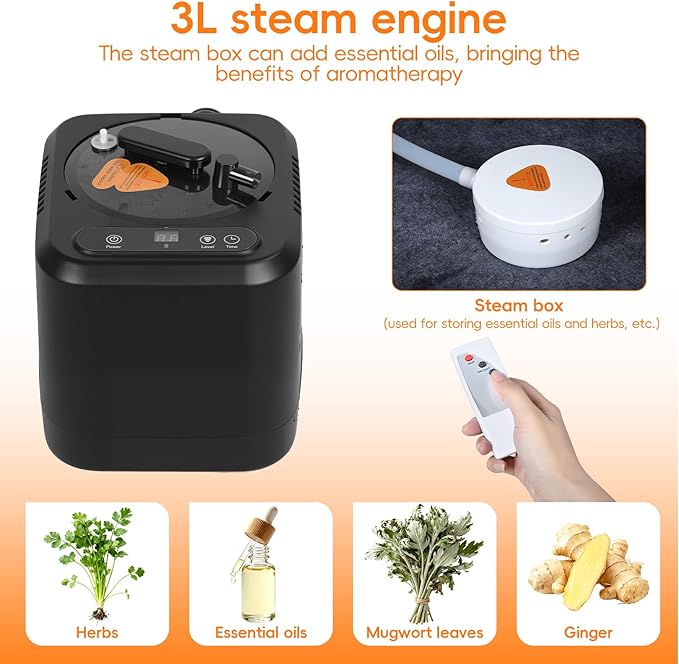 Sauna Box Portable Steam Sauna for Home Use, Infrared Sauna Tent with 99-Min Timer, 9 Heat Levels, Remote Control, Foldable Chair, Indoor Sauna Pod for Personal Wellness