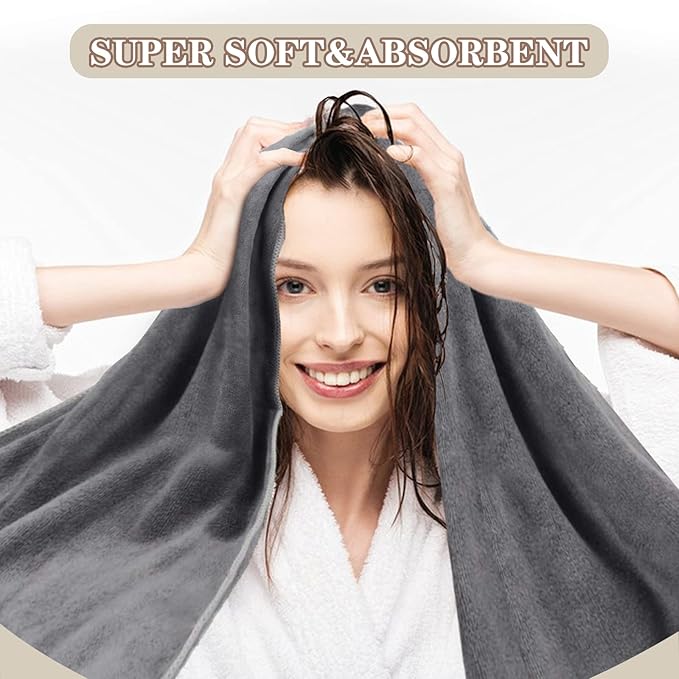 SUNLAND Microfiber Hair Towels Anti Frizz Hair Drying Towel Super Absorbent Fast Drying Turbans for Wet Curly Hair Soft Hair Towel Wrap with Elastic Band for All Hair Types 40 X 20 inches Multicolour