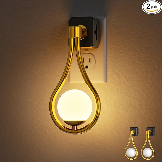 Briignite LED Night Light, Night Lights Plug into Wall, 0-100LM Dimmable Nightlight, 330° Rotating with Dusk to Dawn Sensor, Adjustable Brightness for Kids, Bathroom, Bedroom, Hallway, 2pack