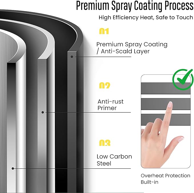 Towel Warmer, Large Size Heated Towel Rack with Built-in Timer and Temperature Control, Detachable Controller, Hardwired/Plug-in, Black