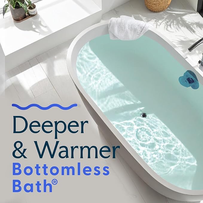 SlipX Solutions Bottomless Bath, Essential Overflow Drain Cover for Bathtub, Best Bath Accessories for Women, Adds Inches of Water to Your Tub for Deeper Soak, 4" Diameter, Dusty Blue